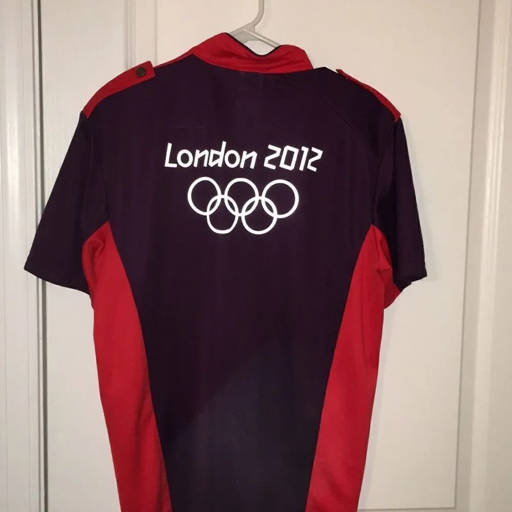 Adidas London 2012 Olympics Red Military Technical Polo Shirt Management Team M